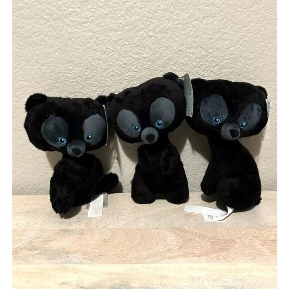 NWT Disney Store Brave Plush Black Bear Cubs Brothers Hamish Harris 8” Set Of 3 - Picture 1 of 7